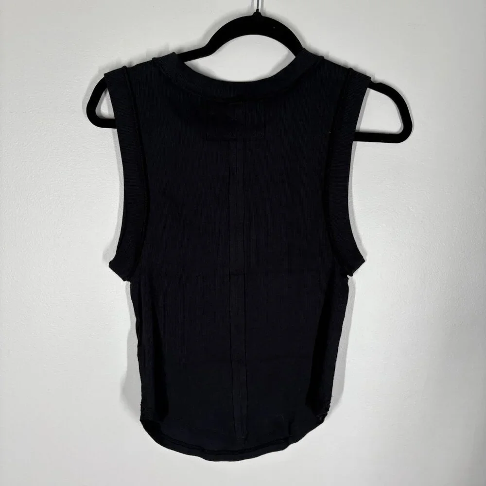We The Free Women M Black Ribbed Casual Crew Neck Kate Tank Top NWOT - Picture 9 of 11